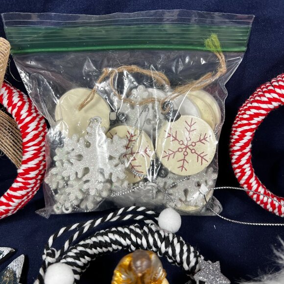 Assorted Christmas Ornaments Set Of 10+ Including Santa Snowman Wreaths & Angel - Picture 10 of 10
